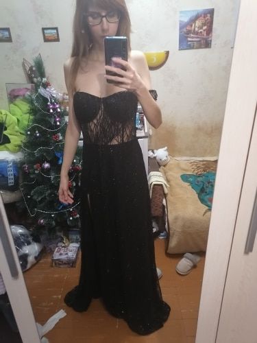 Customer photo review of Flashing Sequin Prom Dress Split Skirt