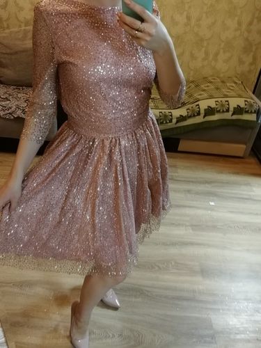 Customer photo review of Mini Pink Tutu Backless Sequins Party Dress