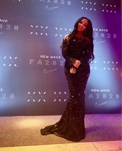 Customer photo review of Feather Sequin Gorgeous Night Out Dress