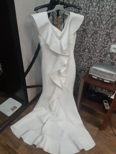Customer photo review of White Ruffled Fishtail Dress by Simply