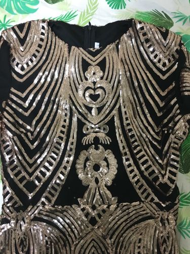 Customer photo review of Vintage Retro Black Mini Sequin Cocktail Party Dress FT19730