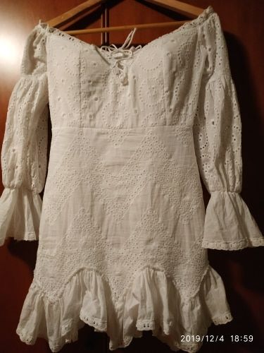 Customer photo review of Lace Off Shoulder Lantern Sleeve Short Dress