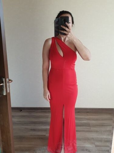 Customer photo review of Shoulder Straps Backless Long Satin Dress