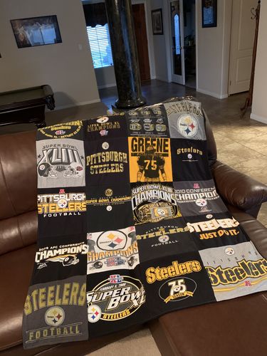 T-shirt quilt featuring pittsburgh steelers by Tina from CA