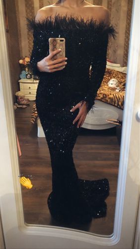 Customer photo review of Feather Sequin Gorgeous Night Out Dress