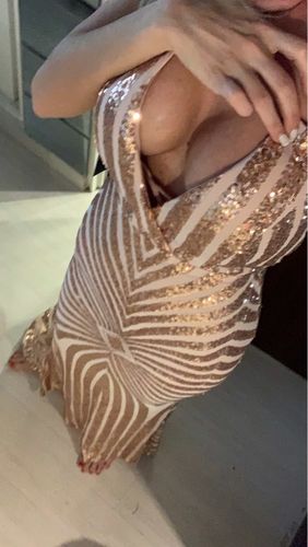 Customer photo review of Elegant Striped Backless Bodycon Maxi Party