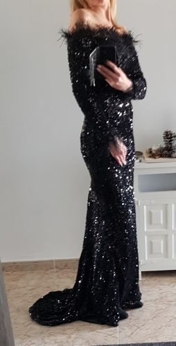 Customer photo review of Feather Sequin Gorgeous Night Out Dress