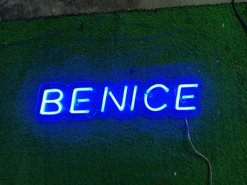 Customer photo review of 'be nice' Neon Sign