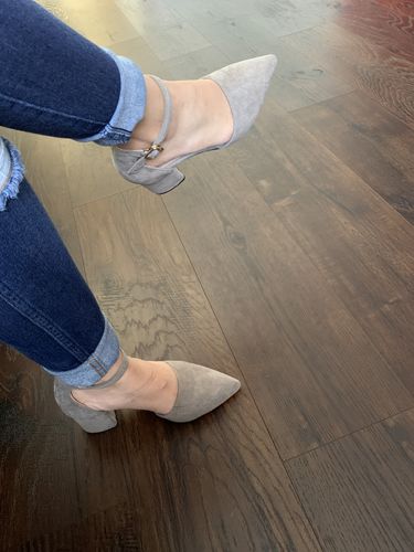 Customer photo review of Petite Feet Chunky Mid Heel Ankle Strap Sandals AS20