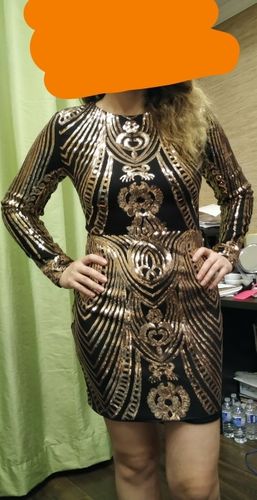 Customer photo review of Vintage Retro Black Mini Sequin Cocktail Party Dress FT19730