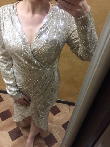 Customer photo review of V Neck Elegant Sequin Cocktail Dress