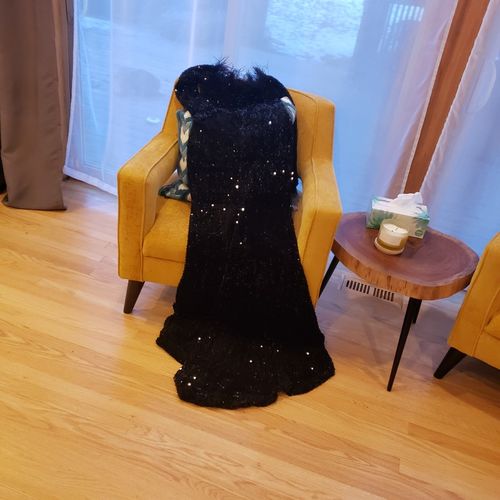 Customer photo review of Feather Sequin Gorgeous Night Out Dress