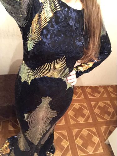 Customer photo review of Color Block Blue Maxi Sequin Fishtail Dress FT19747