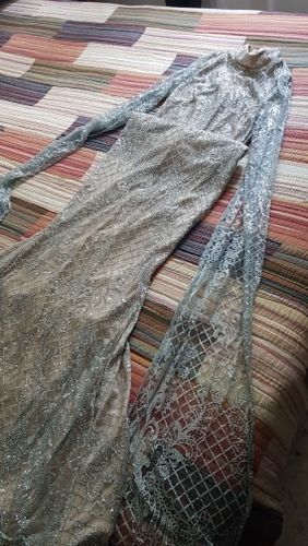 Customer photo review of Glitter Lace Mesh Long Sleeve Prom Dress