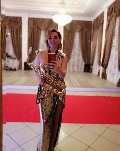 Customer photo review of Off Shoulder Backless Sequin Party Dress