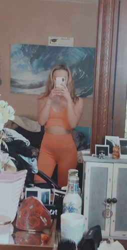 Customer photo review of Crossover Active Sports Bra - Soft Neon Coral