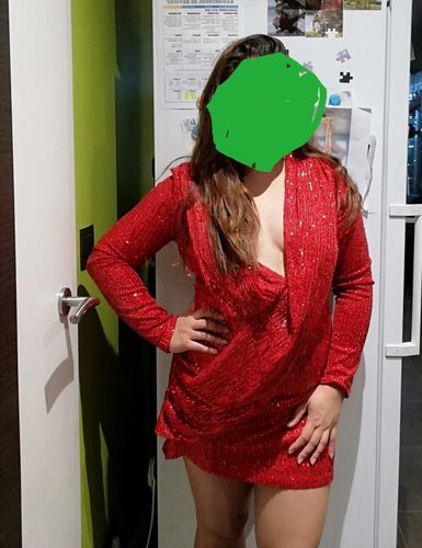 Customer photo review of One Shoulder Split Thigh Cut-out Maxi Dress