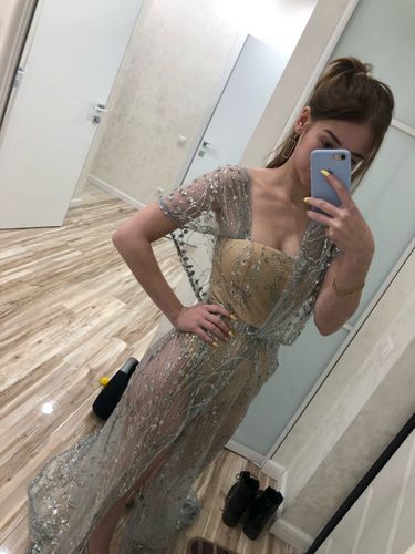Customer photo review of Sequin One Shoulder Perspective Pary Dress