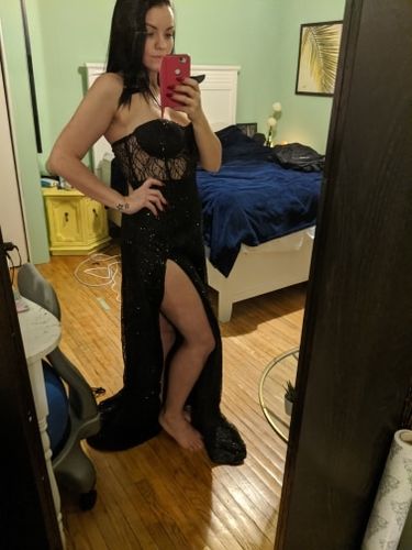 Customer photo review of Flashing Sequin Prom Dress Split Skirt