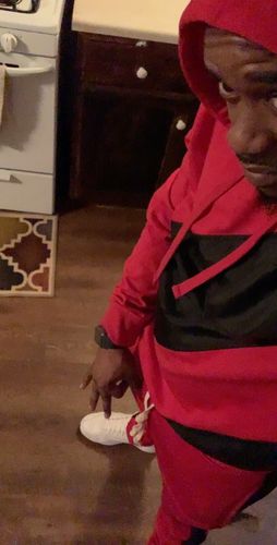 Customer photo review of Color Block Tech Fleece Pullover Hoodie Red (1301)