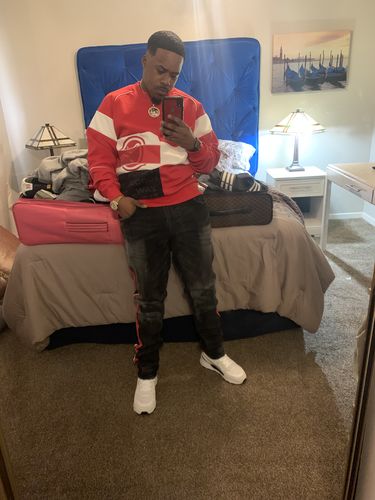 Customer photo review of Side Paint Stripe Athletic Track Denim Medium Blue (M4700D 22S)