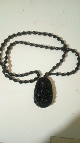 Customer photo review of Natural Obsidian Hand Carved Buddha Amulet Pendant Necklace