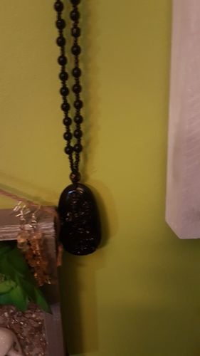 Customer photo review of Natural Obsidian Hand Carved Buddha Amulet Pendant Necklace