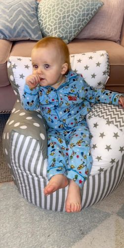 Customer photo review of Personalised Grey Patchwork Bean Bag Chair