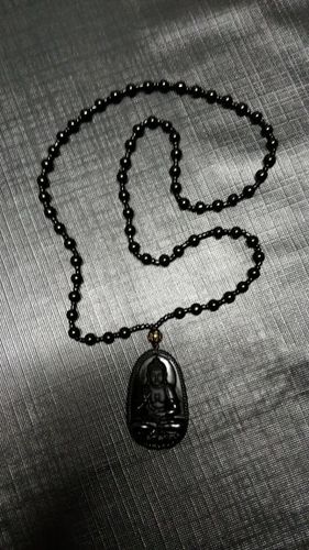 Customer photo review of Natural Obsidian Hand Carved Buddha Amulet Pendant Necklace