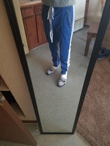 Customer photo review of Zip Pocket Side Stripe Track Pants Royal - White (M4418PS)