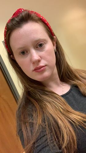Customer photo review of Velvet Turban Hard Headband w/ Gold Rounded Crystals