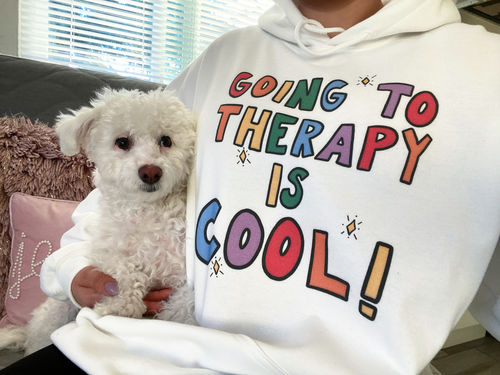Customer photo review of Going To Therapy Is Cool! -- Hoodie