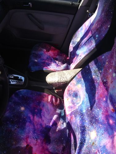 Customer photo review of Colorful Nebula Galaxy Space Print Universal Fit Car Seat Covers