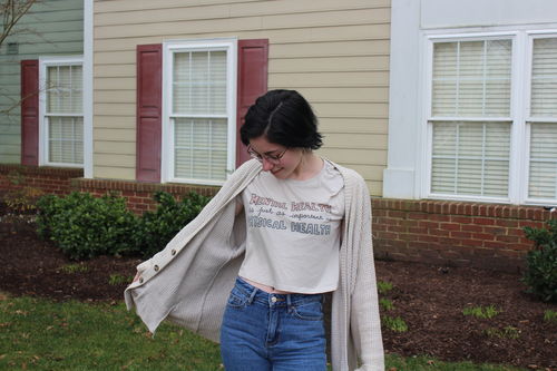 Customer photo review of Mental Health Is Just As Important As Physical Health -- Cropped T-Shirt