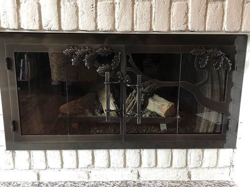 Customer photo review of Steel Fireplace Glass Door Masonry & Zero Clearance - Oak Tree