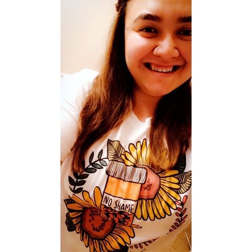 Customer photo review of No Pill Shame -- T-Shirt