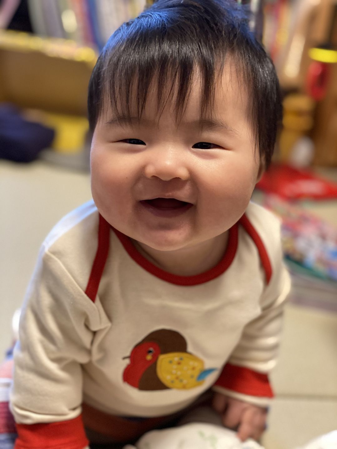 Customer photo review of Rainbow Robin Applique Long Sleeve Tee
