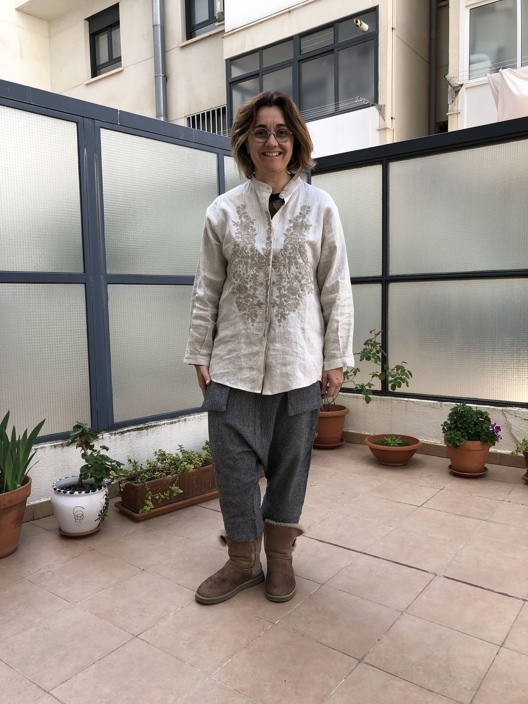 Customer photo review of Plus Size - Women Retro Embroidered  Loose 100% Linen Shirt