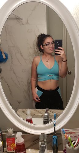 Customer photo review of Crossover Active Sports Bra - Aqua