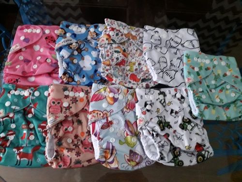 Customer photo review of 9 pack one size Pocket cloth diaper with 10 Inserts