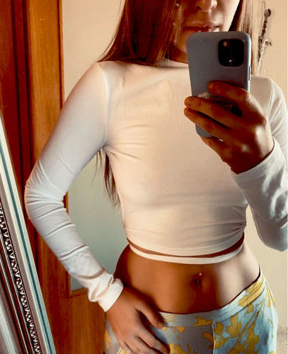 Customer photo review of Melina Open Back Crop Top