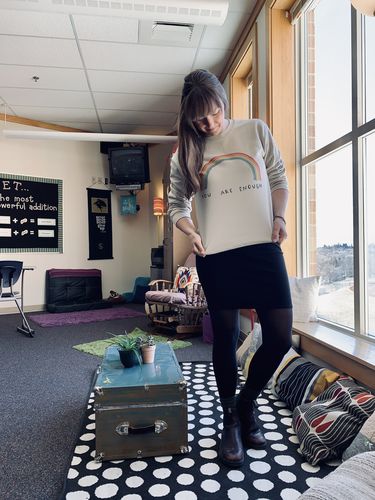 Customer photo review of You Are Enough (Rainbow) -- Sweatshirt