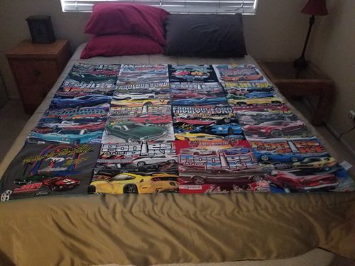T-shirt quilt with cars, automobiles themes by Grant from CA