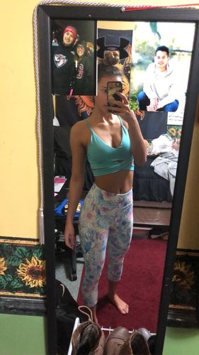 Customer photo review of Cropped Pocket Active Leggings - White Floral
