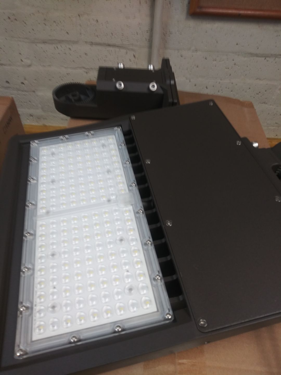 Customer photo review of LED Pole Light 100W 5700K Universal Mount Bronze AC100-277V