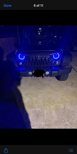 Customer photo review of RGB Halo Headlights & Shark Grilles Combo for Jeep Wrangler JK/ JKU