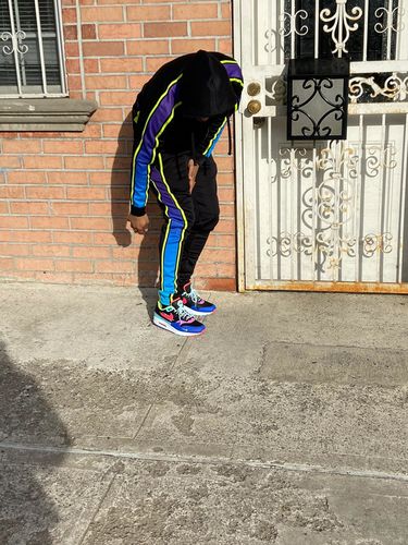 Customer photo review of Side Stripe Dip Dye Track Pants Black - Lime (1A1-404)
