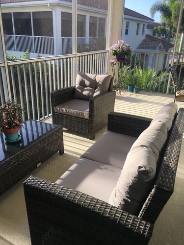 Customer photo review of Bari 4 Piece Outdoor Conversation Sofa Set in Mixed Gray