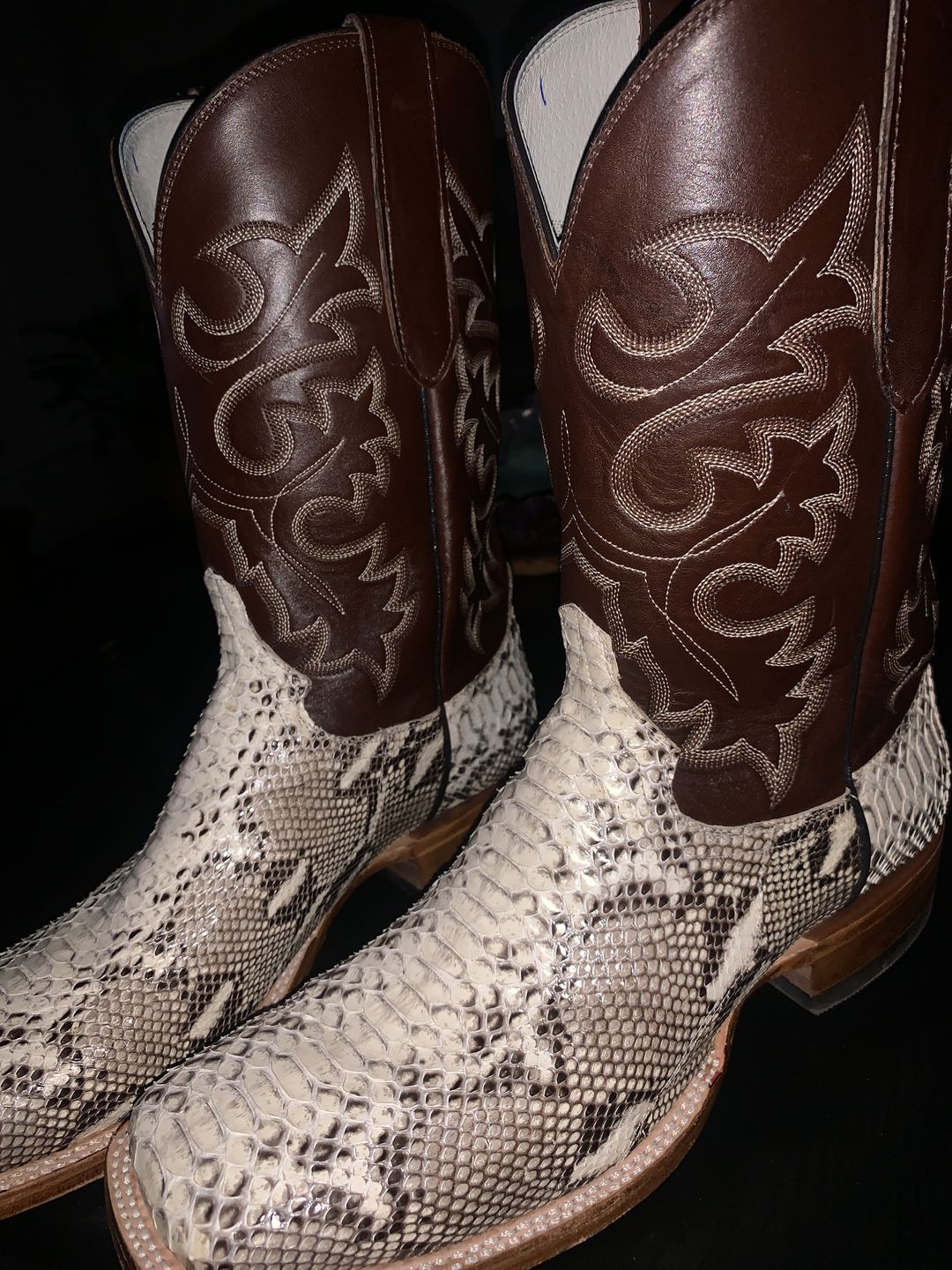 Customer photo review of Cowtown Men’s Square Toe Python Boot Q818