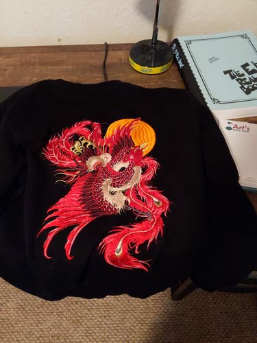 Customer photo review of Fire Phoenix Embroidery Sweatshirt